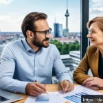 Home 18 부채 상환 우선순위 설정을 위한 단계별 계획 - A professional German financial advisor in a modern office setting, explaining debt management strat...
